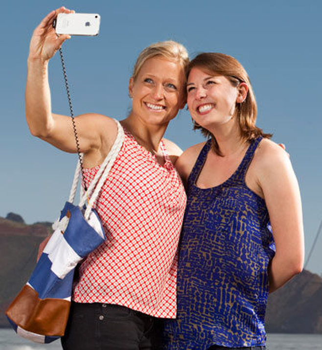 Two women taking a selfie. alert1 medical alert system